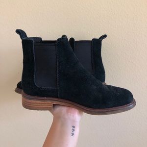 Black Suede Clark’s chelsea boot